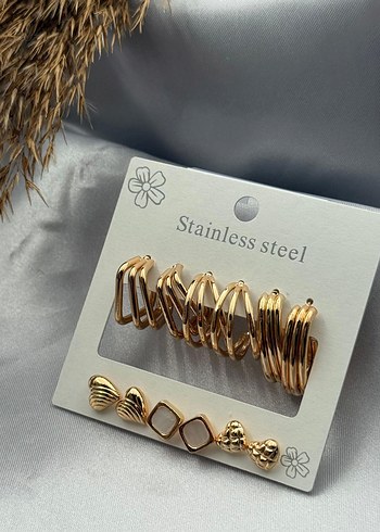 Paslanmaz Çelik 6lı Küpe Seti - Görsel 3