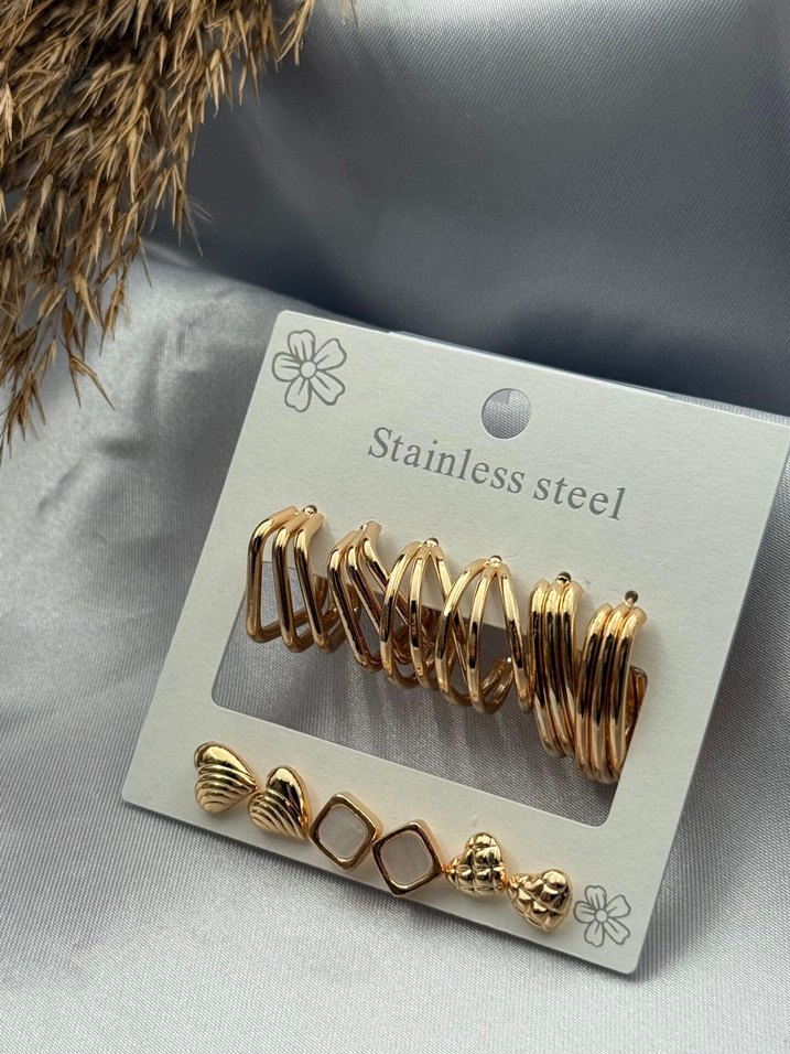 Paslanmaz Çelik 6lı Küpe Seti - Görsel 3