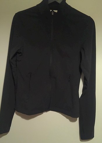 H&M Siyah Mini Spor Üstü, Uzun Kollu, Yüksek Yaka - Görsel 4