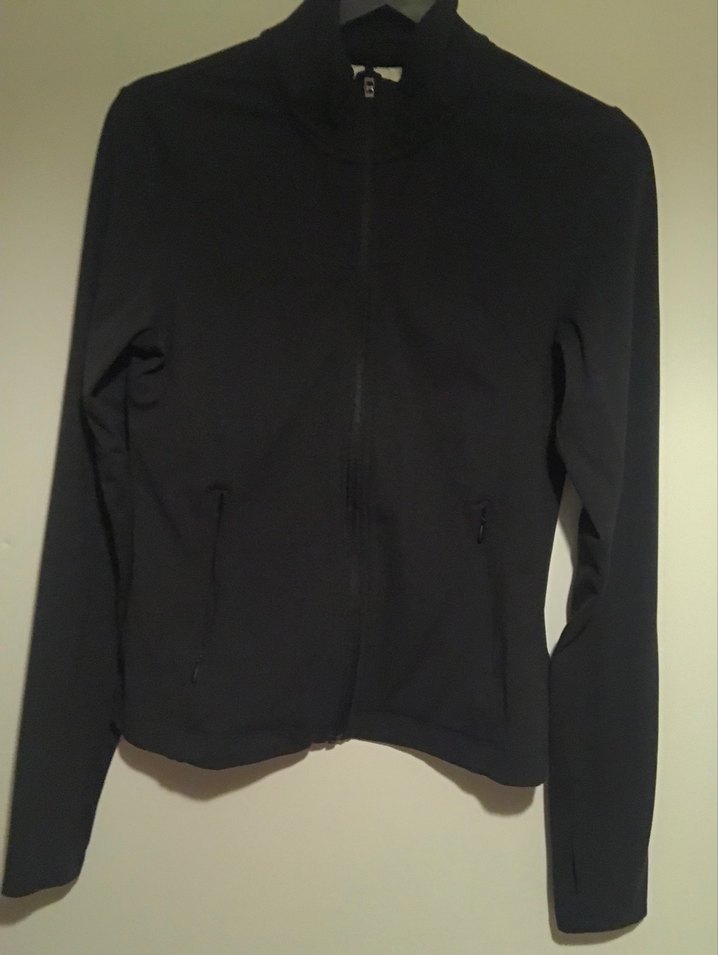 H&M Siyah Mini Spor Üstü, Uzun Kollu, Yüksek Yaka - Görsel 4