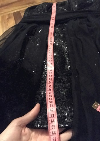 Straplez Siyah Uzun Abiye Elbise Payetli pullu tül - Görsel 8