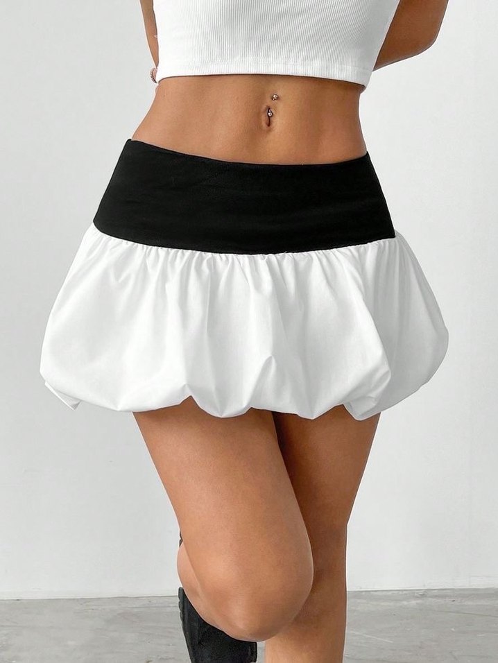 PULL&BEAR Beyaz Pileli Mini Balon Etek - Görsel 4