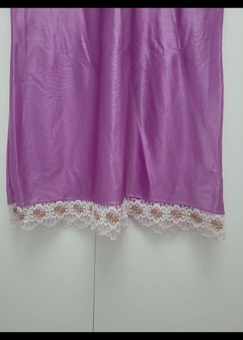 Mor Nakışlı Uzun Vintage Kadın Gecelik - Görsel 3