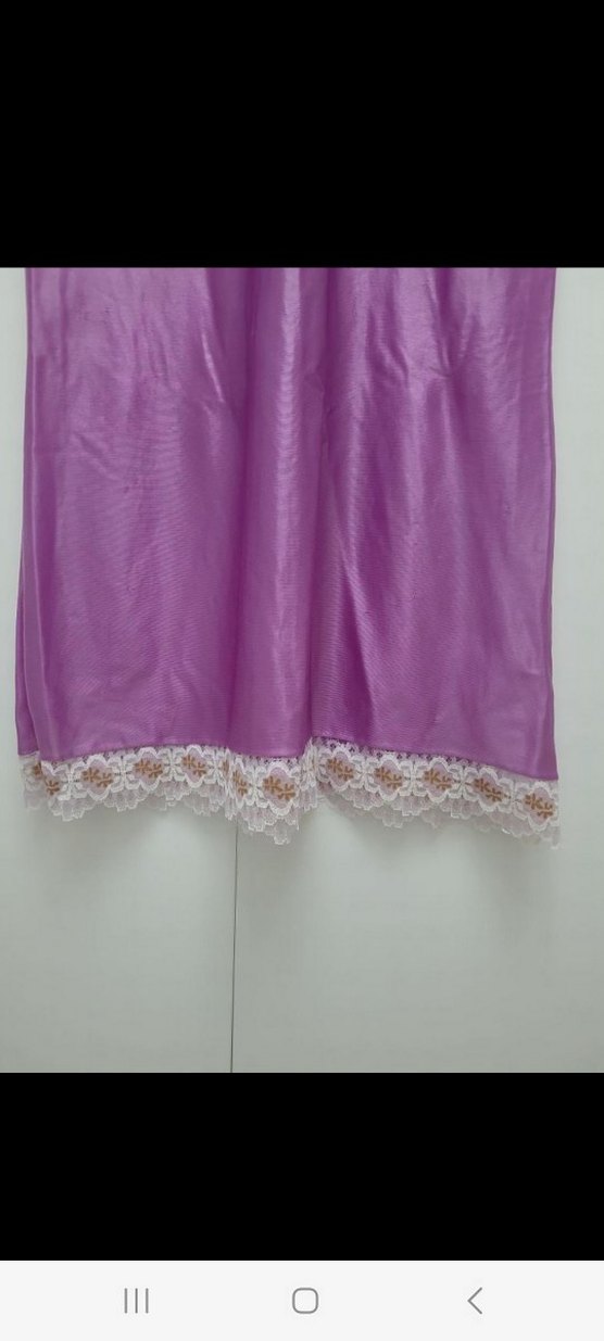 Mor Nakışlı Uzun Vintage Kadın Gecelik - Görsel 3