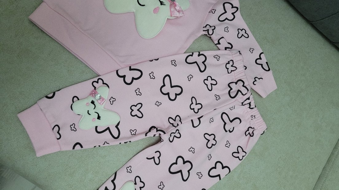 Pembe Dantelli Uzun Kollu Bebek Kız Takımı - Görsel 3