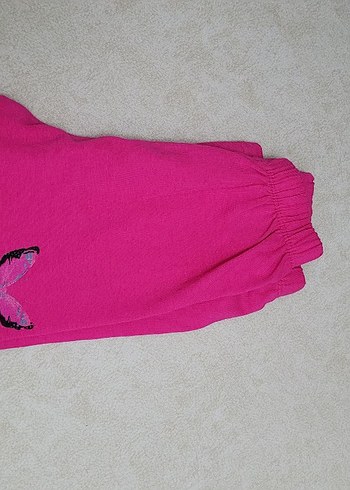 Kelebek Nakışlı Pembe Kız Tayt - Görsel 2