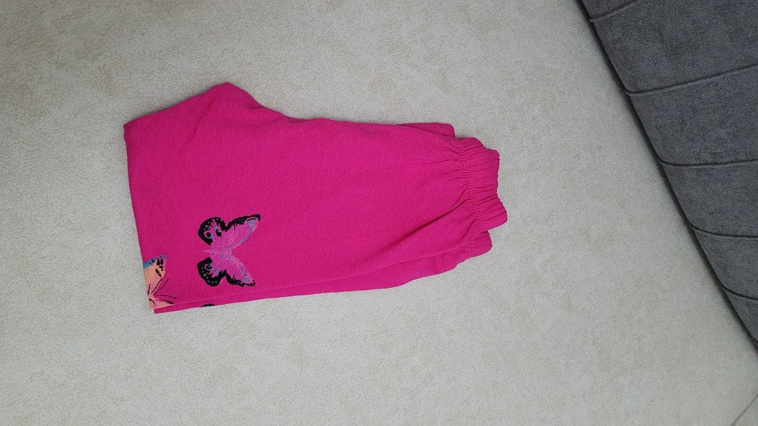 Kelebek Nakışlı Pembe Kız Tayt - Görsel 2