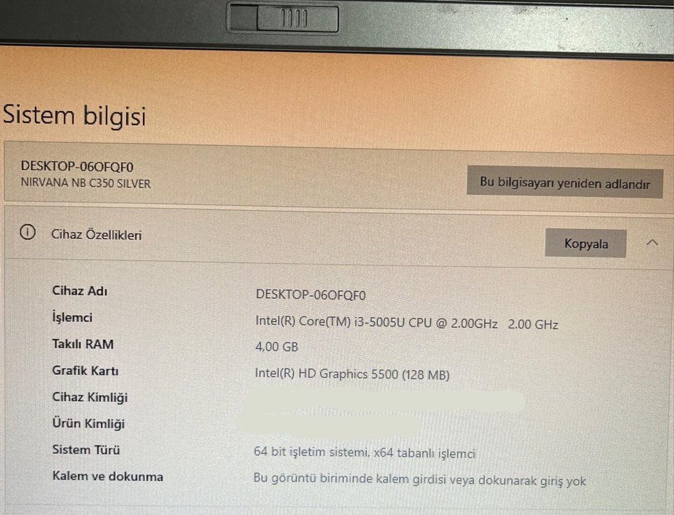 Gri Casper Laptop Casper Nırvana C350 - Görsel 5