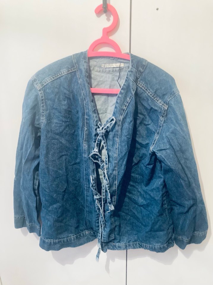 Düğmeli Mavi Kadın Denim Ceket - Görsel 2