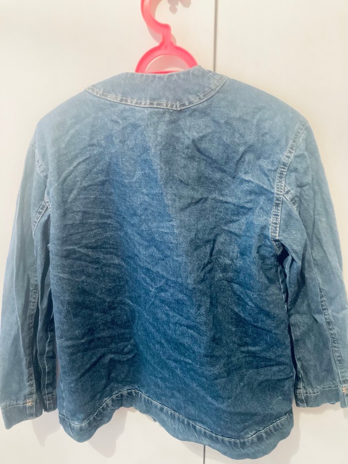 Düğmeli Mavi Kadın Denim Ceket - Görsel 5