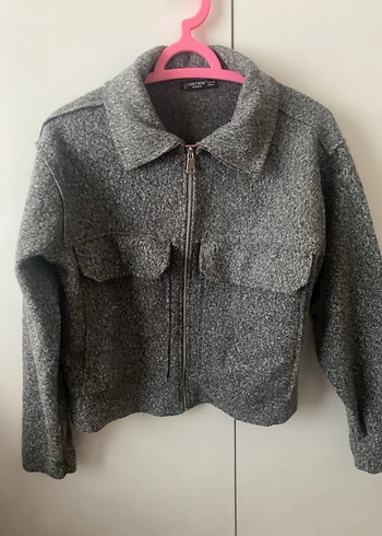 Gri Kadın Kısa Fermuarlı Ceket - Görsel 4