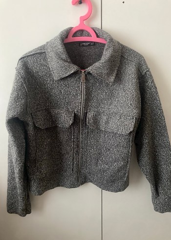 Gri Kadın Kısa Fermuarlı Ceket - Görsel 3