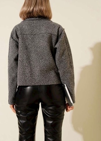 Gri Kadın Kısa Fermuarlı Ceket - Görsel 6