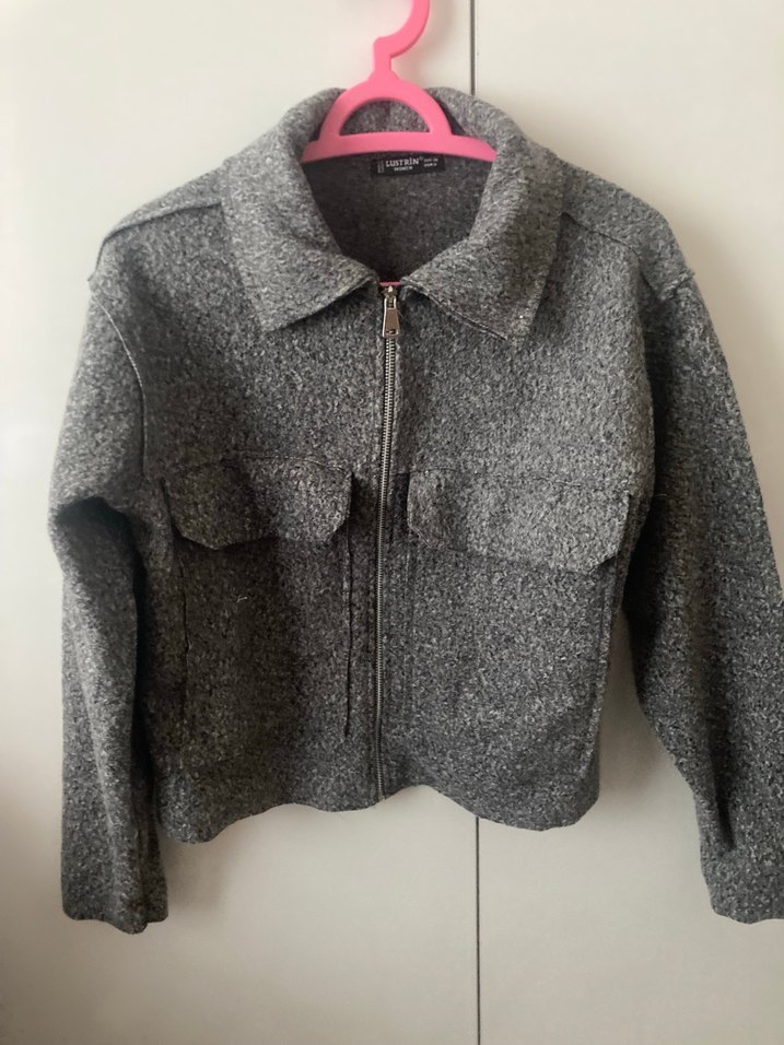 Gri Kadın Kısa Fermuarlı Ceket - Görsel 4