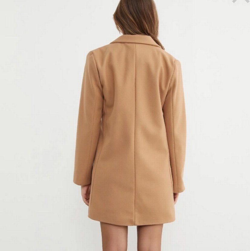 Düğmeli Camel Kadın Kaban - Görsel 3