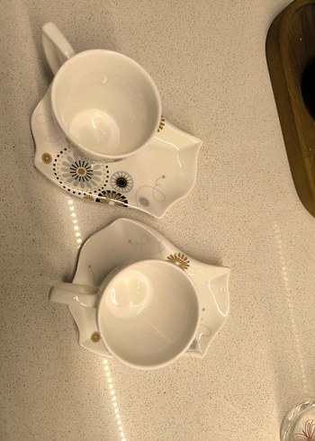 Beden Karışık desenli beyaz kahve fincanı seti