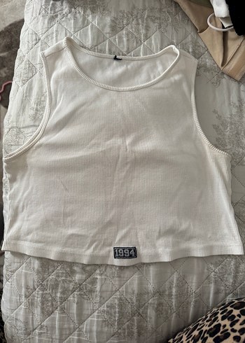 Beyaz Kolsuz Keten Crop Top 1994 Detaylı