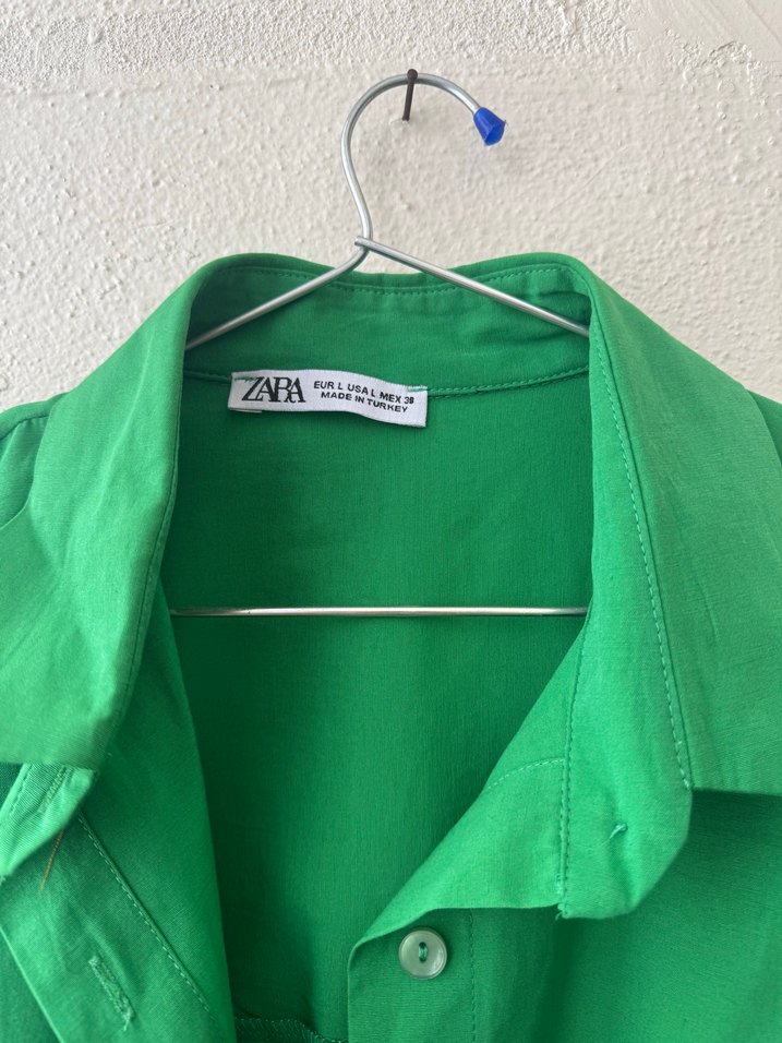 Düğmeli Yeşil Midi Kadın Gömlek - Görsel 2