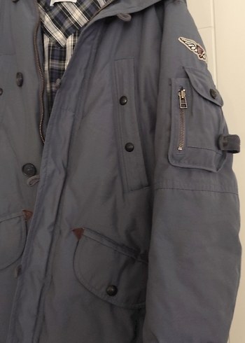 Erkek Gri Midi Boy Düğmeli Mont - Görsel 2