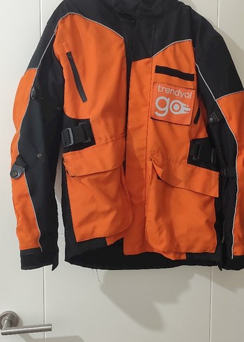 Turuncu Kemerli Biker Erkek Ceket - Görsel 3