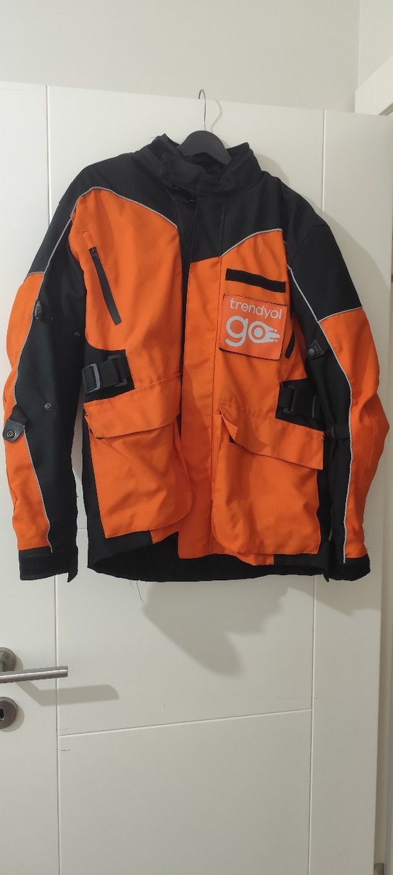 Turuncu Kemerli Biker Erkek Ceket - Görsel 2