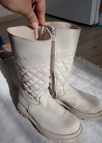 Kız Çocuk Bej Deri Fermuarlı Bot - Görsel 7