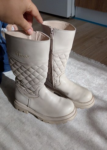 Kız Çocuk Bej Deri Fermuarlı Bot - Görsel 6