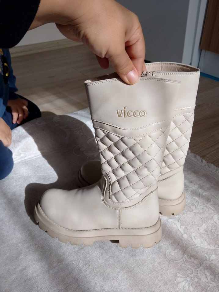 Kız Çocuk Bej Deri Fermuarlı Bot - Görsel 2