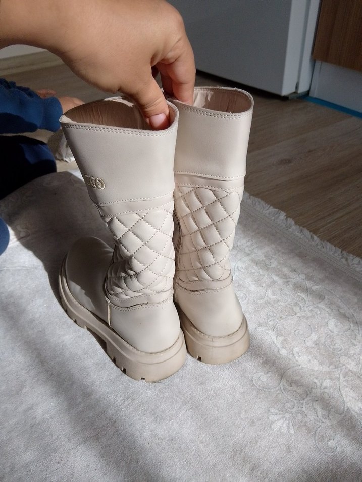 Kız Çocuk Bej Deri Fermuarlı Bot - Görsel 4