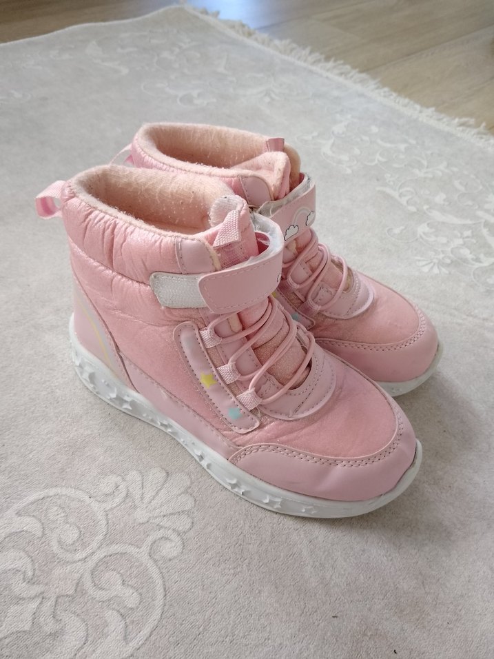 Kız Çocuk Pembe Bağcıklı İçi Kürklü Bot - Görsel 2