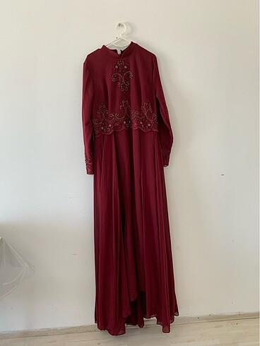 Bordo abiye elbise