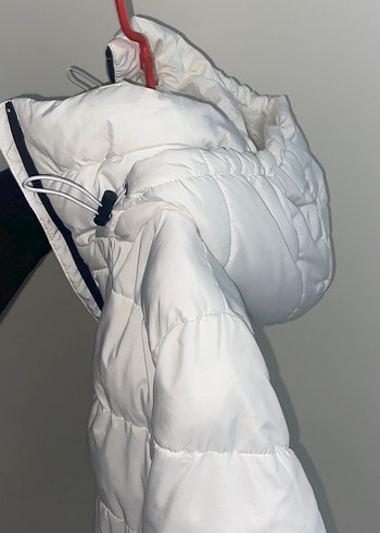 Beyaz Fermuarlı Kadın Kış Montu - Görsel 3