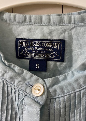 Kız Çocuk Mavi Keten Kısa Kollu Bluz - Görsel 2