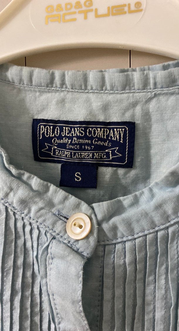 Kız Çocuk Mavi Keten Kısa Kollu Bluz - Görsel 2