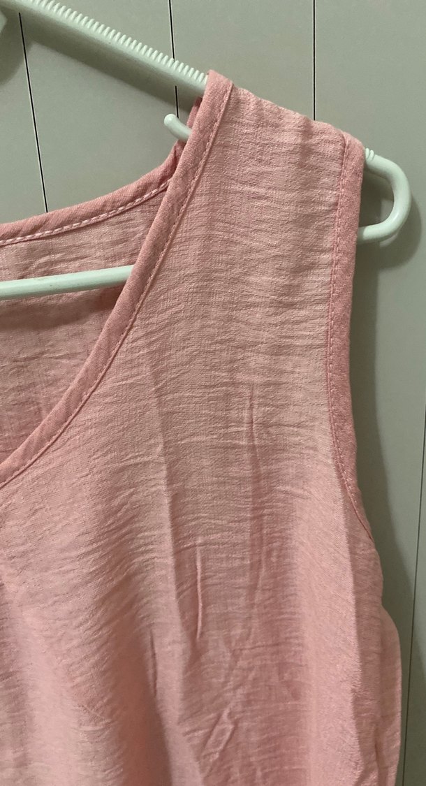 Pembe V Yaka Kolsuz Keten Kadın Atlet - Görsel 3