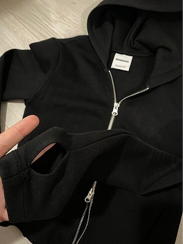 l Beden fermuarlı kapüşonlu sweatshirt hırka