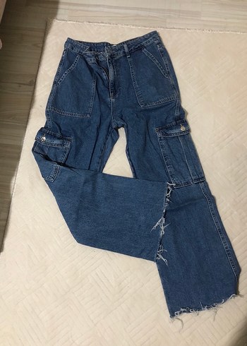 Kadın Lacivert Bol Kesim Denim Pantolon