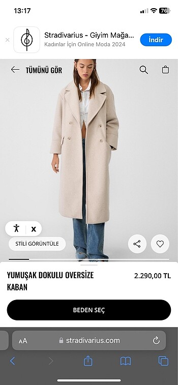 Stradivarius Kaşe kaban