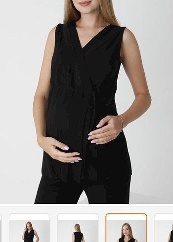 Siyah V Yakalı Hamile Tulum - Görsel 2