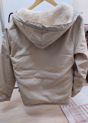 Bej Kadın Midi Kaban, Fermuarlı, Rahat Kesim - Görsel 4