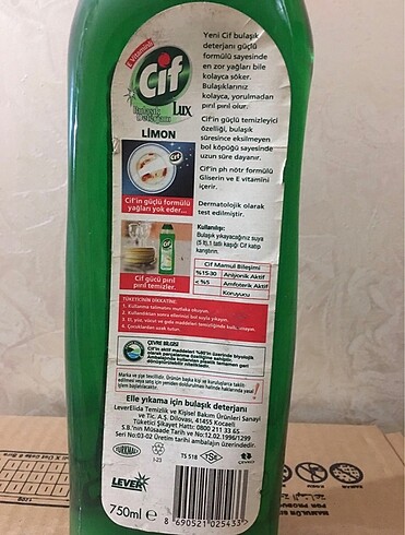 Diğer Bulaşık deterjanı limon 737 ml