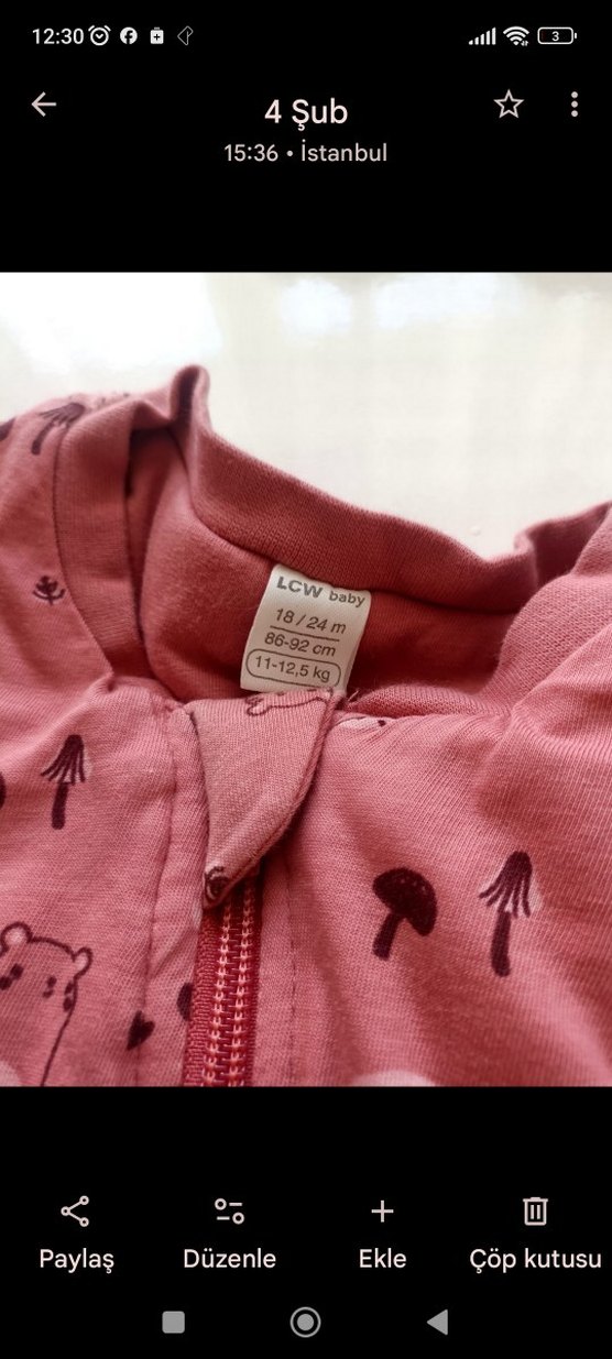 Fermuarlı Pembe Kız Bebek Tulumu - Görsel 3