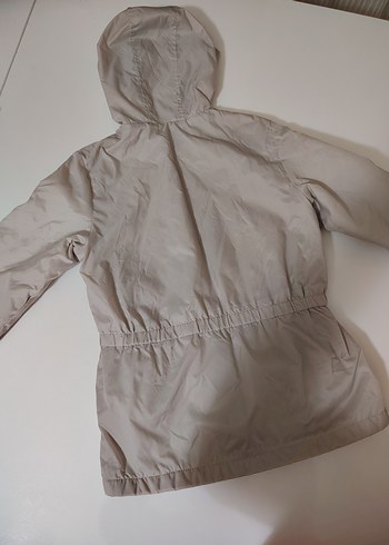 Benetton Kız Çocuk Bej Kapüşonlu Fermuarlı yağmurluk - Görsel 5