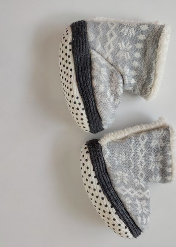 Çocuk Gri Örgü Sıcak Ev Terliği - Görsel 8