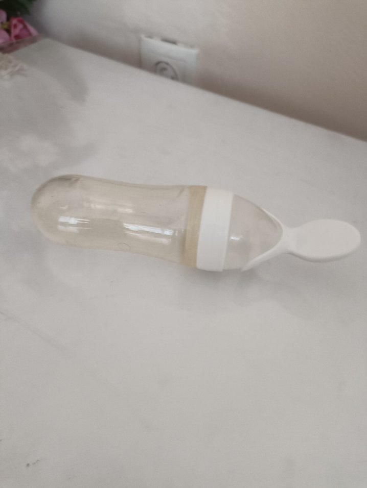 Beyaz Bebek Hazneli Mama Kaşığı - Görsel 2