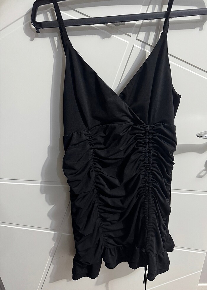 Siyah mini elbise - Görsel 3