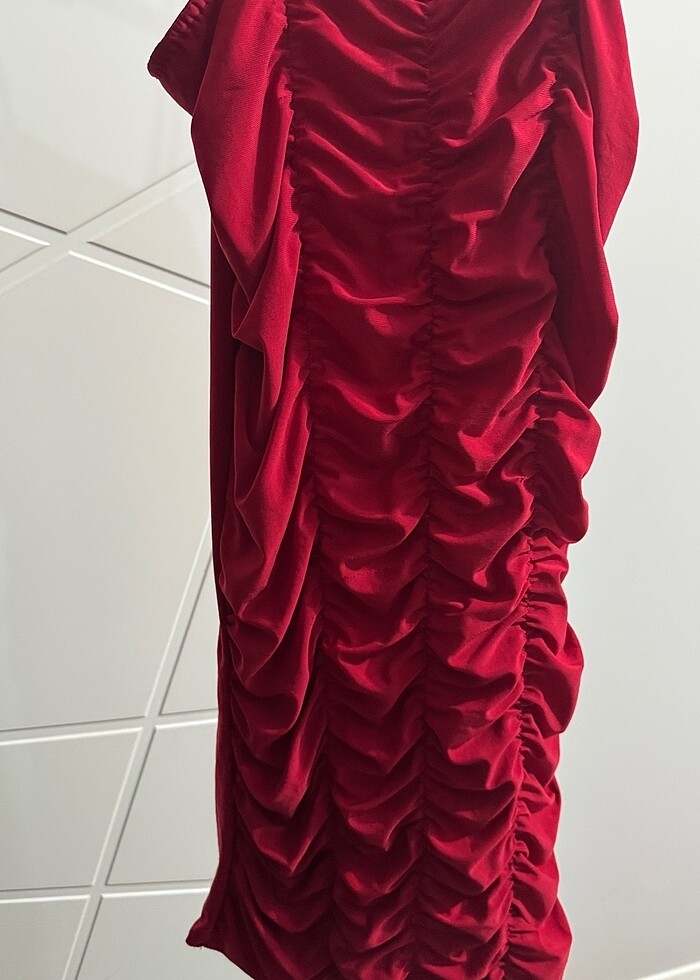 Kırmızı mini elbise - Görsel 2