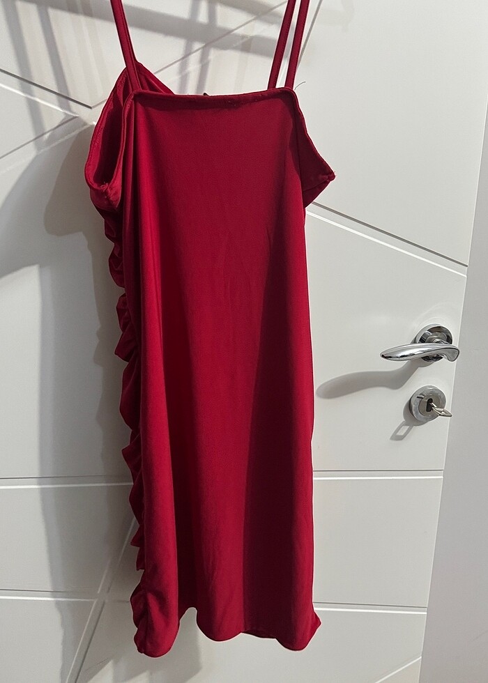 Kırmızı mini elbise - Görsel 3