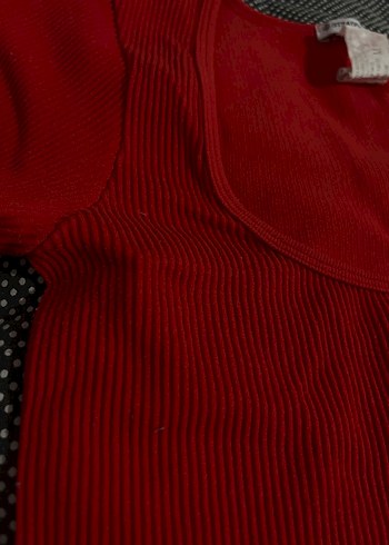 m Beden Kırmızı Kısa Kollu Crop Top
