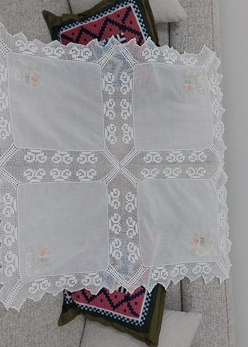 Nakışlı Beyaz dantel fiskos örtüsü - Görsel 2